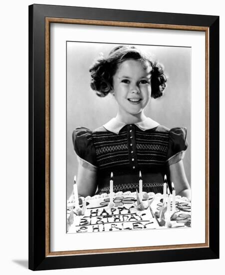 Just Around the Corner, Shirley Temple with Her Birthday Cake, on Set, 1938-null-Framed Photo