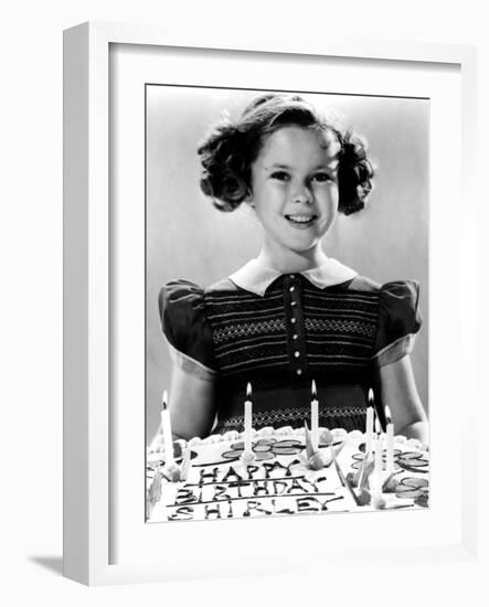 Just Around the Corner, Shirley Temple with Her Birthday Cake, on Set, 1938-null-Framed Photo