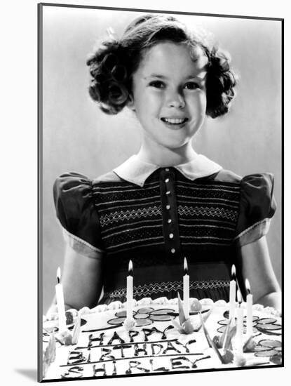 Just Around the Corner, Shirley Temple with Her Birthday Cake, on Set, 1938-null-Mounted Photo