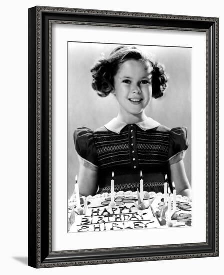 Just Around the Corner, Shirley Temple with Her Birthday Cake, on Set, 1938-null-Framed Photo