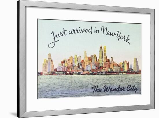 Just Arrived in New York' American Postcard-null-Framed Giclee Print