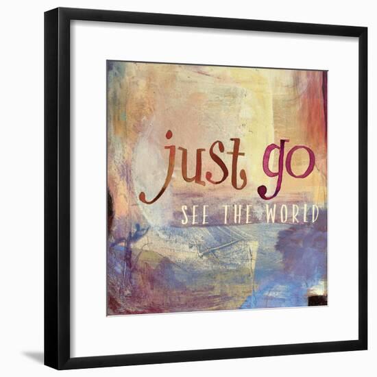 Just Go    painterly, encouragement, hand drawn type-Robbin Rawlings-Framed Art Print