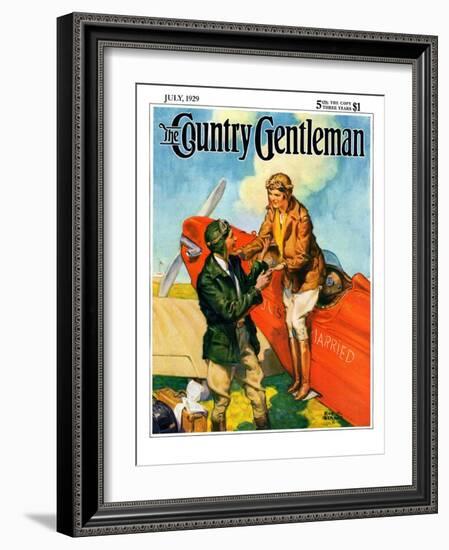 "Just Married, Just Landed," Country Gentleman Cover, July 1, 1929-Ray C. Strang-Framed Giclee Print