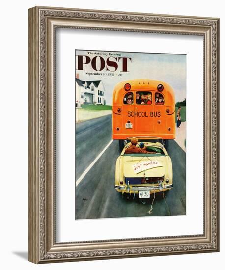 "Just Married" Saturday Evening Post Cover, September 10, 1955-George Hughes-Framed Giclee Print