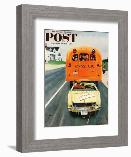 "Just Married" Saturday Evening Post Cover, September 10, 1955-George Hughes-Framed Giclee Print