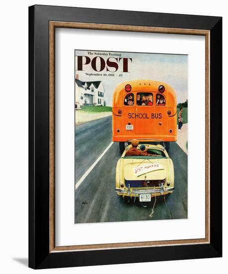 "Just Married" Saturday Evening Post Cover, September 10, 1955-George Hughes-Framed Giclee Print