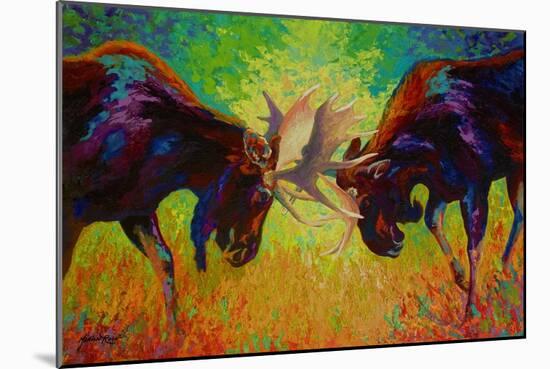 Just Sparring Moose-Marion Rose-Mounted Giclee Print