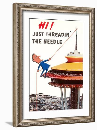 Just Threadin' the Needle, Seattle, Washington-null-Framed Art Print