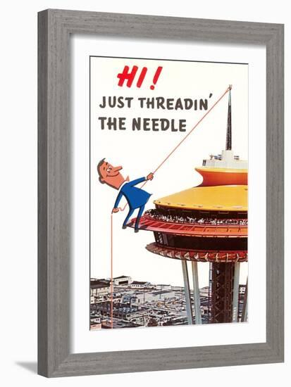 Just Threadin' the Needle, Seattle, Washington-null-Framed Art Print