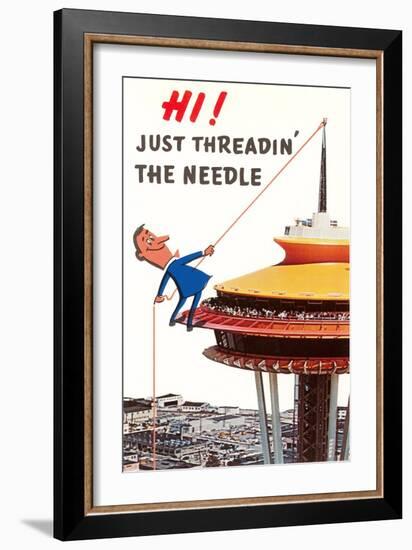 Just Threadin' the Needle, Seattle, Washington-null-Framed Art Print