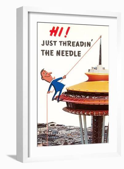 Just Threadin' the Needle, Seattle, Washington-null-Framed Art Print