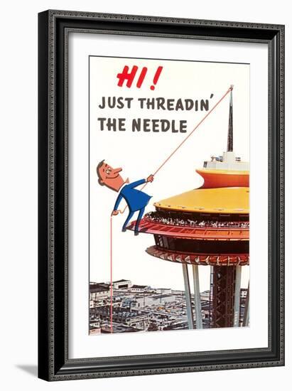 Just Threadin' the Needle, Seattle, Washington-null-Framed Art Print