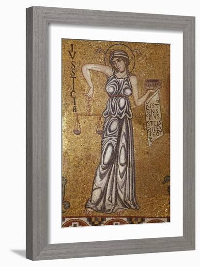 Justice (Detail of Interior Mosaics in the St. Mark's Basilic), 12th Century-null-Framed Giclee Print