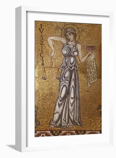 Justice (Detail of Interior Mosaics in the St. Mark's Basilic), 12th Century-null-Framed Giclee Print