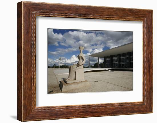 Justice Sculpture in Front of Supremo Tribunal Federal, Brasilia, UNESCO Site, Brazil-Yadid Levy-Framed Photographic Print