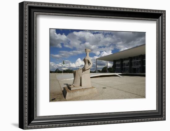 Justice Sculpture in Front of Supremo Tribunal Federal, Brasilia, UNESCO Site, Brazil-Yadid Levy-Framed Photographic Print