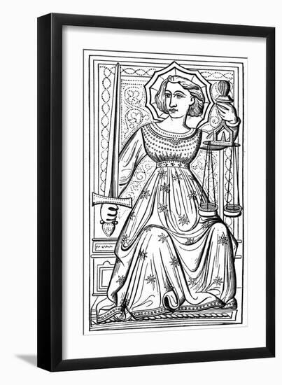 Justice, Tarot Card, 14th Century-null-Framed Giclee Print