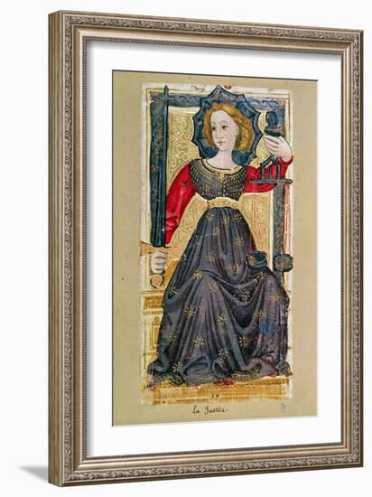 Justice, Tarot Card from the "Charles Vi" or "Gringonneur" Deck-null-Framed Giclee Print