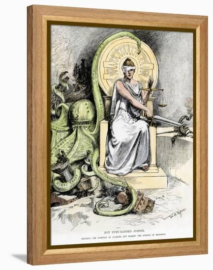 Justice, Unblinded, Crushing Anarchy But Sparing Monopoly, Cartoon of 1888-null-Framed Premier Image Canvas