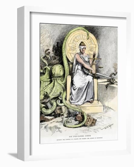 Justice, Unblinded, Crushing Anarchy But Sparing Monopoly, Cartoon of 1888-null-Framed Giclee Print