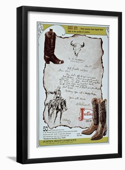 Justin Cowboy Boots Advert-null-Framed Giclee Print