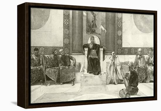Justinian and His Council-English School-Framed Premier Image Canvas