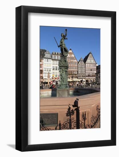 Justitia Fountain at Roemerberg square, Frankfurt, Hesse, Germany, Europe-Markus Lange-Framed Photographic Print