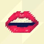 Red Lips Made of Small Triangles, Pixels-JustMarie-Framed Premium Giclee Print