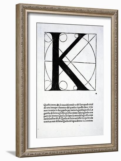 K, Illustration from 'Divina Proportione' by Luca Pacioli (C.1445-1517), Originally Pub. Venice,…-Leonardo da Vinci-Framed Giclee Print