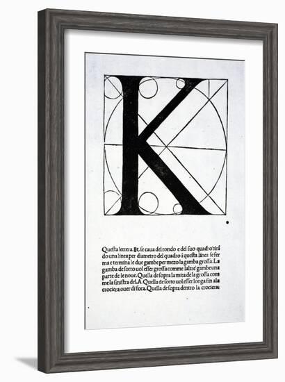 K, Illustration from 'Divina Proportione' by Luca Pacioli (C.1445-1517), Originally Pub. Venice,…-Leonardo da Vinci-Framed Giclee Print