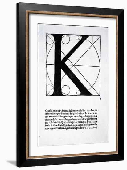 K, Illustration from 'Divina Proportione' by Luca Pacioli (C.1445-1517), Originally Pub. Venice,…-Leonardo da Vinci-Framed Giclee Print