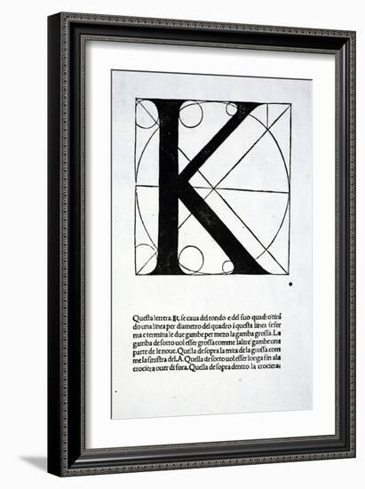 K, Illustration from 'Divina Proportione' by Luca Pacioli (C.1445-1517), Originally Pub. Venice,…-Leonardo da Vinci-Framed Giclee Print