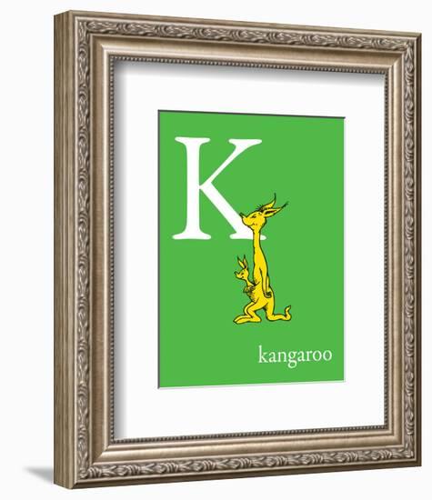 K is for Kangaroo (green)-Theodor (Dr. Seuss) Geisel-Framed Art Print