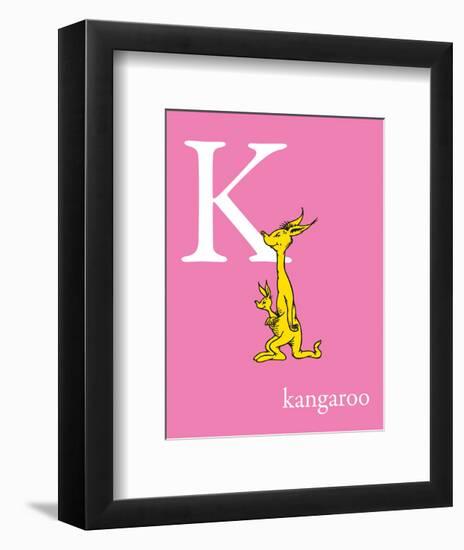 K is for Kangaroo (pink)-Theodor (Dr. Seuss) Geisel-Framed Art Print