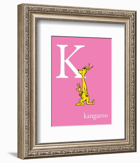 K is for Kangaroo (pink)-Theodor (Dr. Seuss) Geisel-Framed Art Print