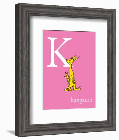 K is for Kangaroo (pink)-Theodor (Dr. Seuss) Geisel-Framed Art Print