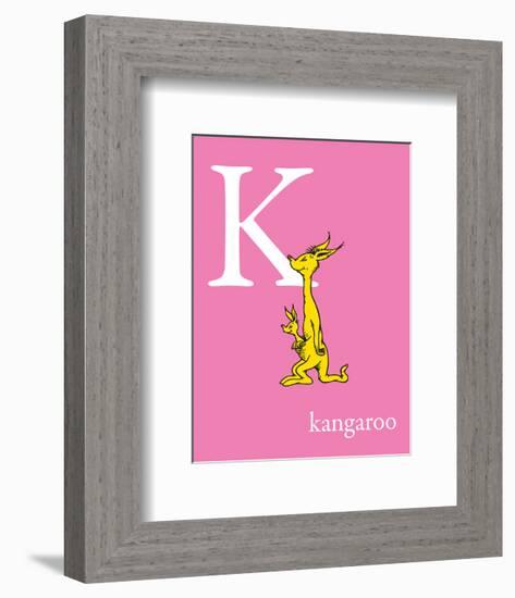 K is for Kangaroo (pink)-Theodor (Dr. Seuss) Geisel-Framed Art Print