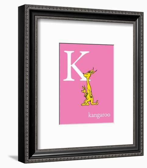 K is for Kangaroo (pink)-Theodor (Dr. Seuss) Geisel-Framed Art Print