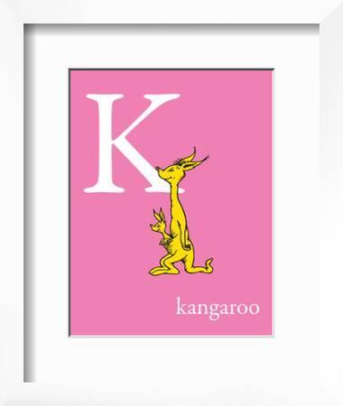 \'K is for Kangaroo (pink)\' Art Print - Theodor (Dr. Seuss) Geisel