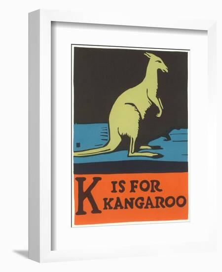 K is for Kangaroo-null-Framed Art Print