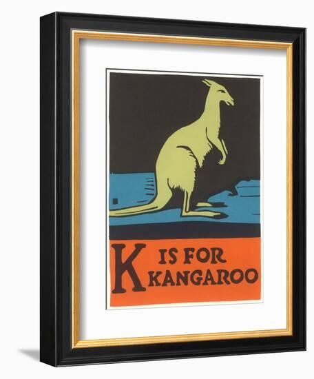 K is for Kangaroo-null-Framed Art Print