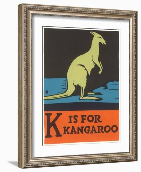 K is for Kangaroo-null-Framed Art Print