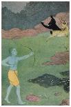 Rama the 7th Avatar of Vishnu Slays Maricha Who Has Assumed the Form of a Deer-K. Venkatappa-Art Print