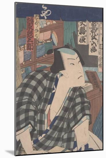 Kabuki Actor as a Shopkeeper (Coloured Woodblock Print)-Toyohara Kunichika-Mounted Giclee Print