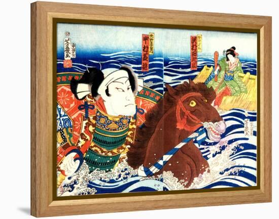 Kabuki Actor Nakamura Shikan as Sano Genzaemon in Noh Play-Yoshiiku Ochiai-Framed Premier Image Canvas