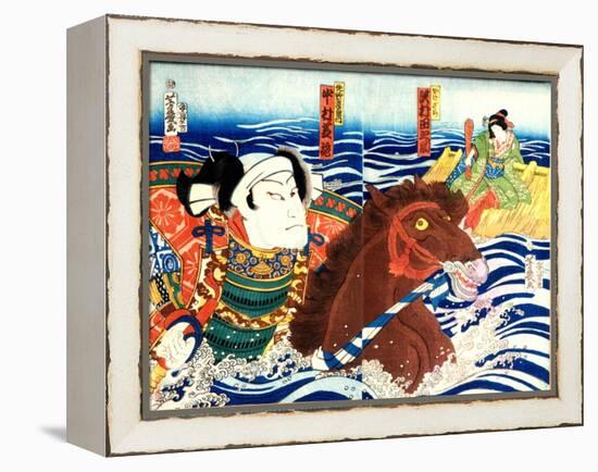 Kabuki Actor Nakamura Shikan as Sano Genzaemon in Noh Play-Yoshiiku Ochiai-Framed Premier Image Canvas