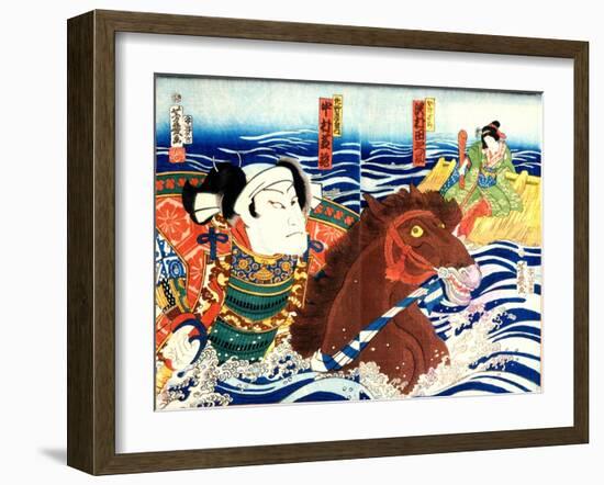 Kabuki Actor Nakamura Shikan as Sano Genzaemon in Noh Play-Yoshiiku Ochiai-Framed Giclee Print