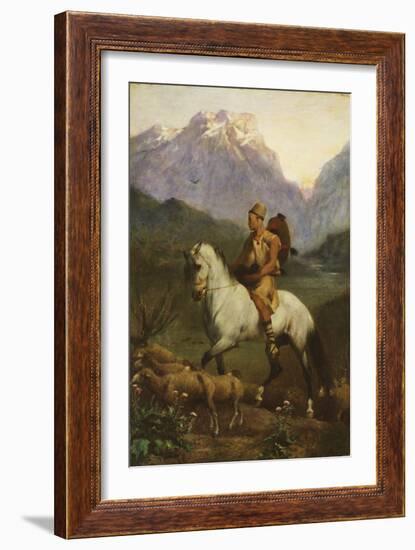 Kabyle Shepherd (Shepherd: High Plateau of Kabylia), after 1861 (Oil on Panel)-Eugene Fromentin-Framed Giclee Print