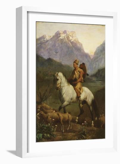 Kabyle Shepherd (Shepherd: High Plateau of Kabylia), after 1861 (Oil on Panel)-Eugene Fromentin-Framed Giclee Print