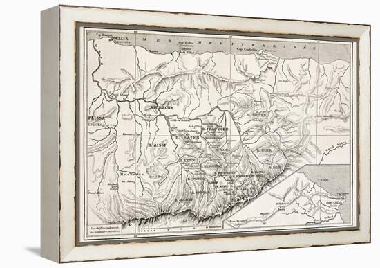 Kabylie Old Map, Algeria. Created By Erhard, Published On Le Tour Du Monde, Paris, 1867-marzolino-Framed Stretched Canvas